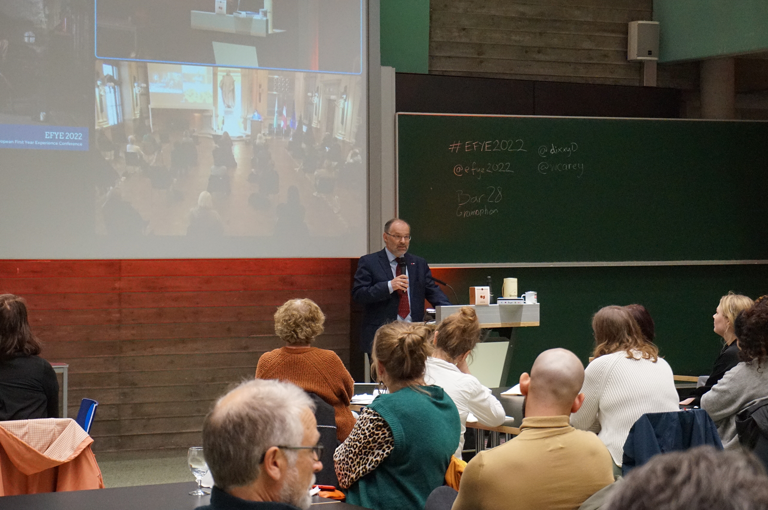 Vice Rector for Academic Affairs, Stefan Vorbar, having a presentation.